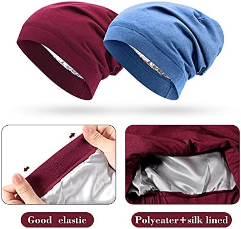 SATINIOR 6 Pcs Satin Lined Sleep Cap Beanie Night - Image 2