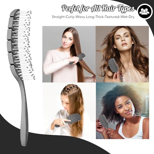 Detangling Hair Brush, Faster Blow Drying & Styling, Black - Image 4