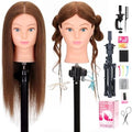 100% Human Hair 22-24" Mannequin Head for Styling with Clamp & Tripod by YODIDI