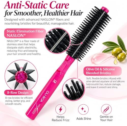 Anti Static Hairbrush [ Made in Japan ] Hair Brush for Styling, Detangling, and Blow-Drying [ Anti Static Hair Products ] (Round Brush) - Image 2