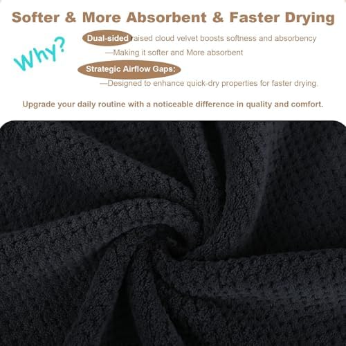 Microfiber Hair Towels, Waffle Hair Towel Set, Super Soft Highly Absorbent, Sturdy Quick Drying Turbans for Long, Thick, Curly Hair (2 Pack, 40" x 20") - Image 4