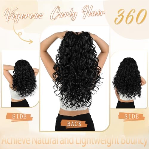 Vigorous Curly Clip In Hair Extensions,4PCS 16 inch Thick Curly Hair Extensions Lace Weft Clip Ins Invisible Natural Synthetic Hairpieces for Women,Light Brown(Z1#) - Image 3