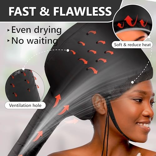 Net Plopping Cap for Drying Curly Hair - Hair Dryer Bonnet Diffuser Cap for Curly, Speeds Up Drying Time, Safety Deep Conditioning At Home - Portable, Adjustable - Image 3
