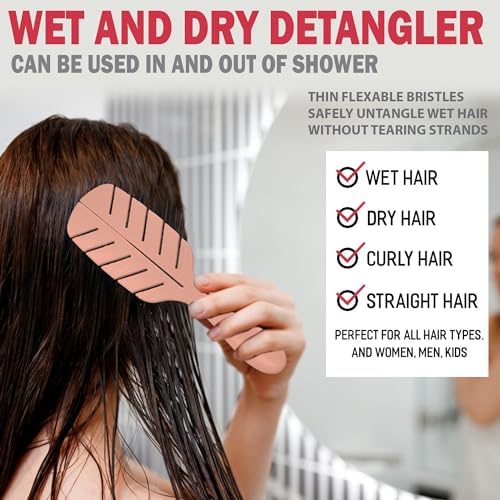 Fiora Naturals Detangler Brush for Wet and Dry Hair, Soft Detangling Brush - Image 3