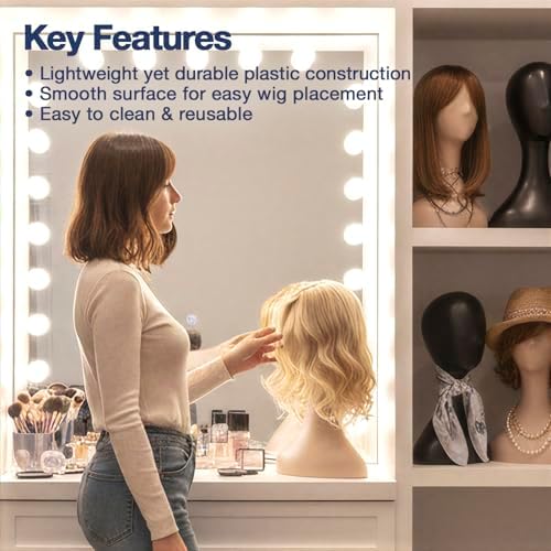 STUDIO LIMITED Plastic Mannequin Head Nude 16 Inch 3 Pack for Wig Display - Image 6