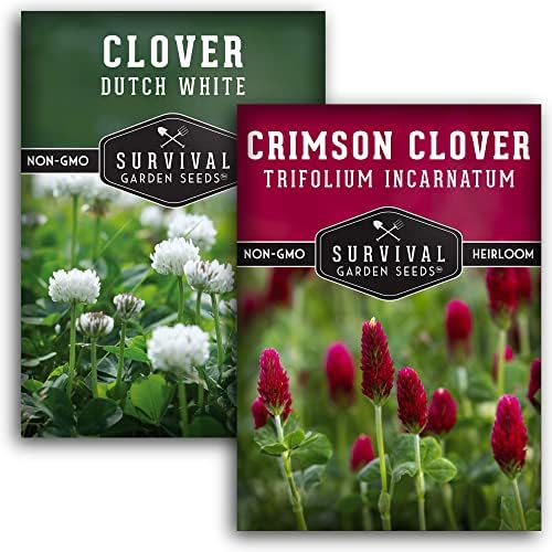 Clover Seeds 2 Variety Pack for Planting - Crimson & Dutch White by SurvivalGardenSeeds