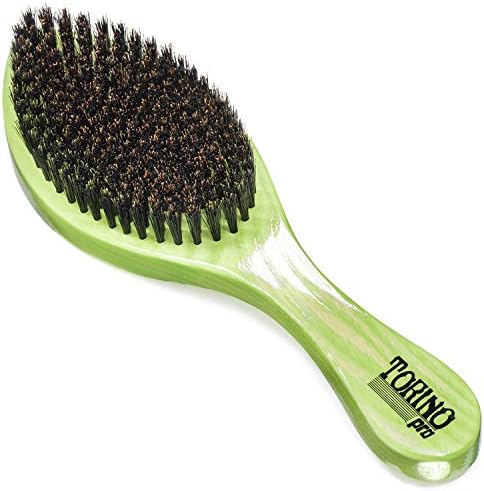 Torino Pro Medium Curved Wave Brush By Brush King #1960-360 Curved Medium - Extra firm Medium bristles with Wavy design handle - for 360 waves - Great for coarse hair wavers - Image 2
