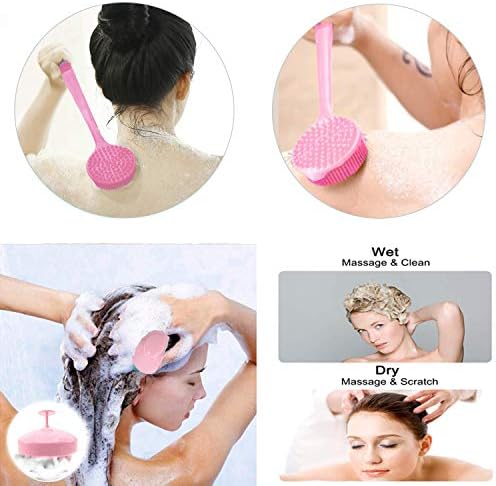 Silicone Body Scrubber & Scalp Massager, Long Handle Shower Brush, Exfoliating Scrubber for Men, Women & Kids - Image 7