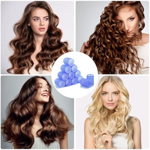 Hair Rollers, 12 Pack Self Grip Hair Curlers Rollers for Long Hair, DIY Curly Hairstyle, Colors May Vary, Large - Image 7