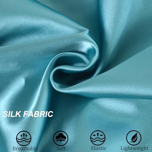 Silk Bonnet for Sleeping Satin Bonnets Double Layer Reversible Hair Cap Bonnet for Women Long Curly Braid Hair (ScubaBlue) - Image 4