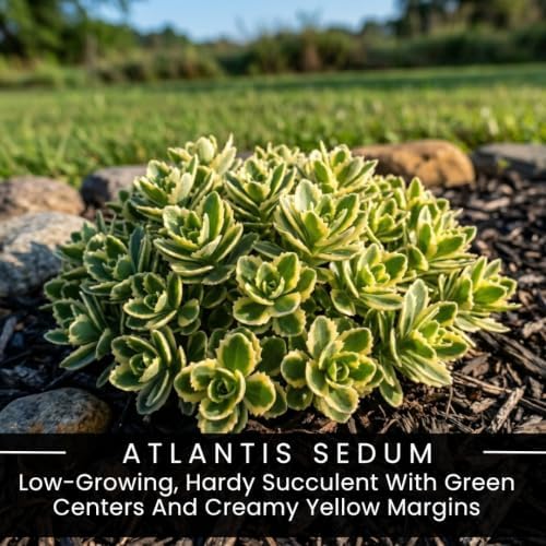 10 Atlantis Sedum Plant Plugs – Variegated Hardy Succulent Ground Cover - Image 2