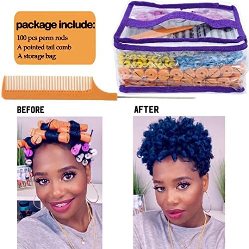 100pcs Hair Curling Rods Set - Plastic Cold Wave Rollers for Natural, Long or Short Hair Styling - Women's DIY Hairdressing Tools in Orange, Purple, Gray, Blue, Yellow - Image 5