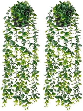 YAYUZEST 2pcs 24" Fake Hanging Eucalyptus Plant for Bathroom Wall Art Decor by Unknown