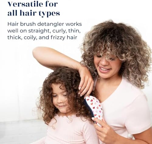 Crave Naturals Glide Thru Hair Brush - Detangler Brush for Curly, Straight, Wet or Dry Hair - Gentle Detangling Brusheses for Adults, Kids, Toddlers - Hair Accessories for Women, 7.5"x3" - Pink Hearts - Image 2