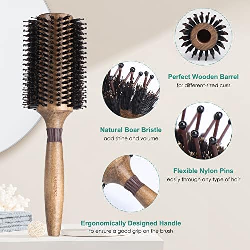 Round Brush for Blow Drying, LORSEX Boar Bristle Hair brush for Women Men, Round Hairbrush for Add Shine/Volume, Minimize Damage (2.8 Inch) - Image 2