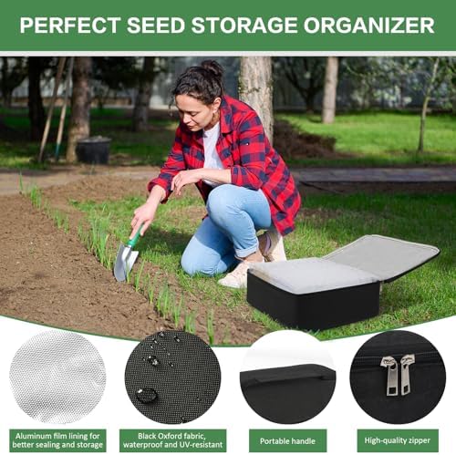26 Slots Seed Storage Organizer Box with Insulated Bag That Holds 80-200 Seed Envelopes, Oxford Cloth Garden Seed Containers with Labels, Seed Packet Organizer for Plant, Flower ,Vegetable Seeds - Image 3
