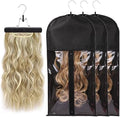 Wig Bags Storage With Hanger- 3PCS Hair Extensions Storage Bag Hair Hangers For Extensions Hairpieces Storage Holder (black) by AIHOPESTO