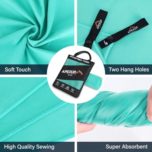 APEXUP Microfiber Travel Towel, Ultra Absorbent Quick Dry Towels, Lightweight Gym Sports Camping Towel for Workout, Yoga, Beach, Shower, Swimming (72"×40", Mint Color) - Image 2
