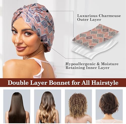 Bohemia Adjustable Silk Bonnet Satin Curly Hair Wrap for Sleeping Women - Image 6