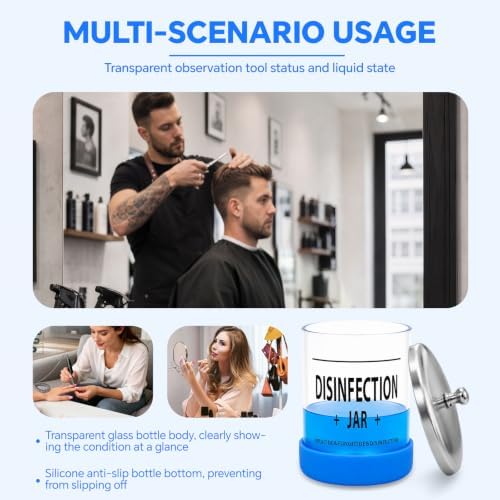 Disinfectant Sterilizer Glass Jar - Capacity 5 Oz Glass with Stainless Steel Lid for Cleaning, Storage & Organization of Manicure Nail Tools & Barber Salon Supplies - Image 7