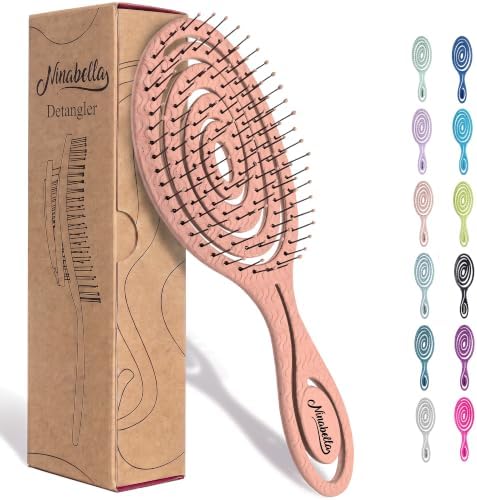 Ninabella Detangler Brush - No Tangle Hair Brush for Women, Fine, Thick and Long Hair - Hairbrush for Wet and Dry Hair, Gentle on the Scalp - Rose Gold by Ninabella