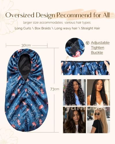YANIBEST Adjustable Satin Sleep Bonnet, Double Layer Extra Long Hair Bonnet - Image 4