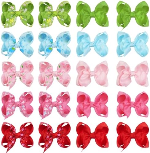 JOYOYO 20Pcs 3Inch Hair Bows for Girls Grosgrain Ribbon Bow Toddler Hair Accessories with Alligator Clips by JOYOYO