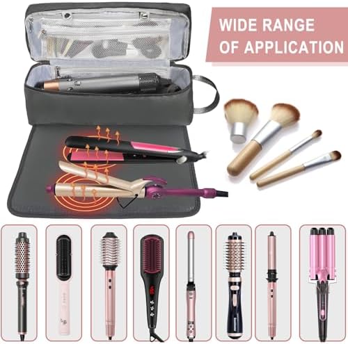 Hair Tools Travel Bag with Heat Resistant Mat Hair Styling Accessories Storage Case for Hair Dryer Flat Iron Straightener Curling Iron Haircare Accessories Travel Essentials for Women - Image 6