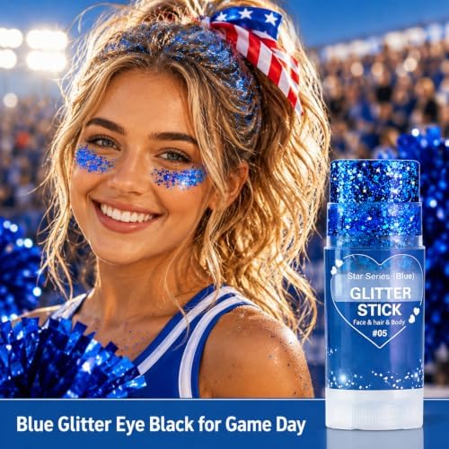 Go Ho Blue Glitter Stick, Sparkly Hair Face Body Shimmer for Women Kids - Image 2