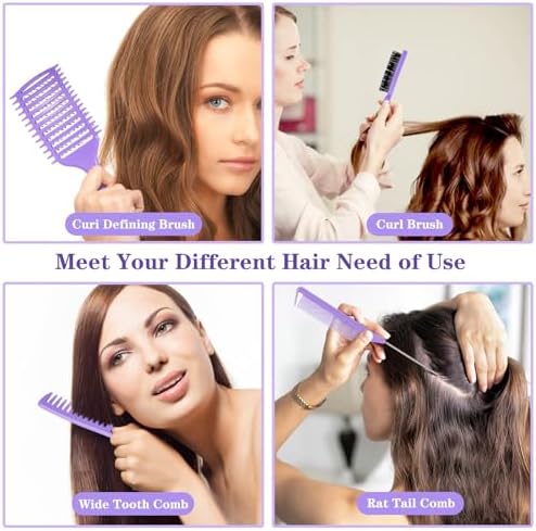 Curl Defining Brush, Vented Curly Hair Brush for Effortlessly Detangling Shaping and Defining Women's Men's Curls on All Wet or Dry Hair Types, Reduces Frizz (Purple) - Image 5