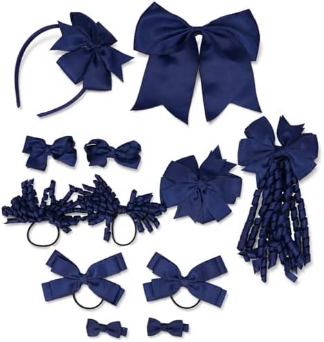 baotongle 12 Pcs School Hair Accessories Set School Bows for Girls Bow(Royal blue) by baotongle