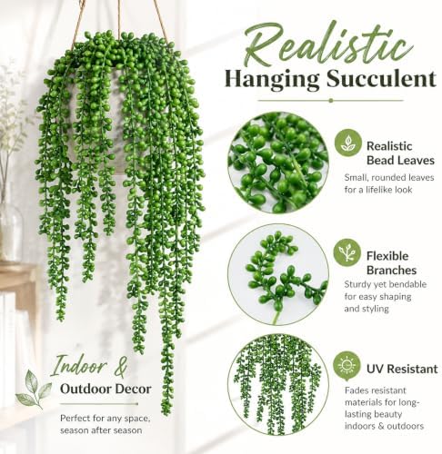 Janinka 16 Pcs Artificial Succulents Bulk Hanging Plants 24 Inches - Image 3