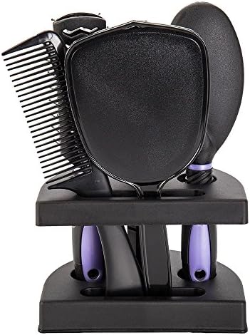 5 Pcs Hair Combs Set Professional Salon Hair Cutting Brushes Sets Salon Hairdressing Styling Tool Mirror And Holder Stand Set Dressing Comb Kits for Women and Men,Purple - Image 6