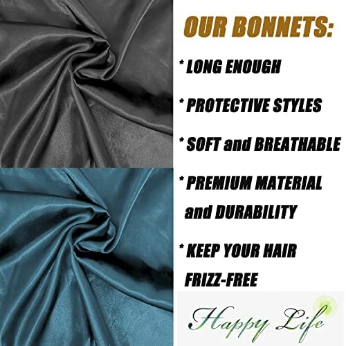 Wbfwbb 2 Pcs Silk Bonnet for Women Satin, Soft Elastic Band Silky Sleeping Cap Big Bonnets for Braids - Image 4