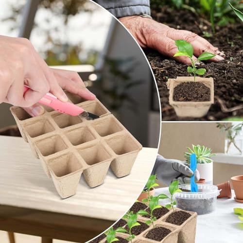 10 Packs Seedling Starter Trays, 120 Cells Biodegradable Seed Starter Plant Pots，Seed Germination Starter Tray Kit with 20 Labels, 2 Transplant Tools - Image 4