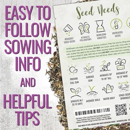 Seed Needs Wildflower Seeds Large Blooms Mix 5 Bulk Packs (1 Ounce Each) - Image 3