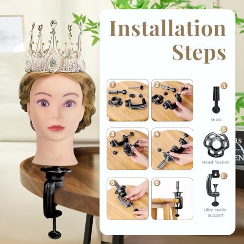 28" Mannequin Head Human Hair, 80% Real Hair Mannequin Head, Cosmetology Manikin Doll Head for Hair Styling Set #27, Training Practice Braiding Head with Table Clamp Suitable for Hair Extensions - Image 5