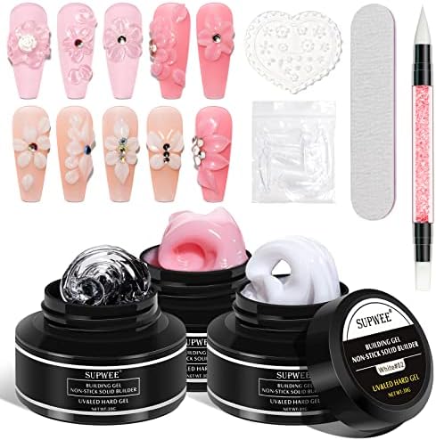 3D Nail Gel Sculpture Gel Solid Builder Gel for Nails 3 Colors by SUPWEE