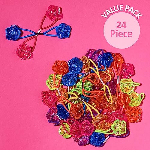 EXPRESSIONS Hairband 24-Piece Rose Twin Bead Ponytail Hair Elastics, Girls Value Pack - Image 6