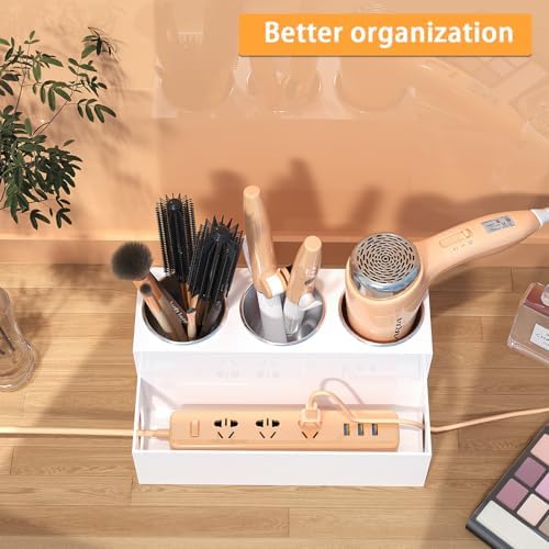 Countertop Hair Tool Organizer White Acrylic Holder for Vanity - Image 5