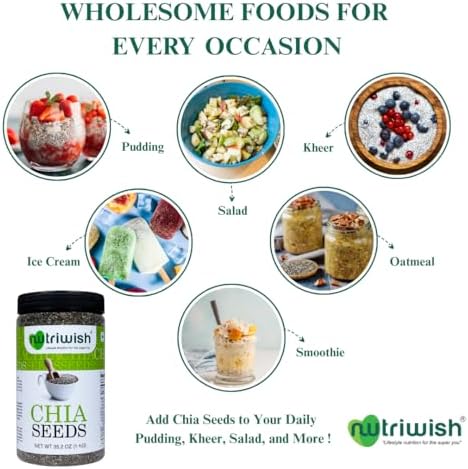 Nutriwish Chia Seeds 35.2 oz (1kg) | 100% Natural, Superfood & Keto-Friendly | Perfect for Smoothies, Puddings & Baking - Image 5