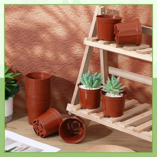 Yaomiao 200 Pcs 3 Inch Red Mini Nursery Pots with Drainage Holes - Image 3
