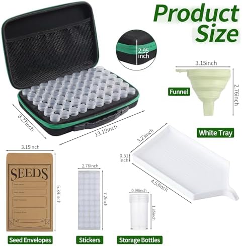 Douorgan Seed Storage Box, Portable Seed Saving Box, Sturdy Seed Organizer Kit Seed Envelopes Funnel Label, Seed Container for Flower Plants Vegetable Seed, M-60 Slots - Image 2