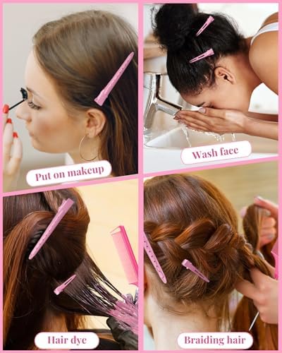 MORGLES 70Pcs Hair Clips Pink with 2 Rat Tail Combs & Case for Styling - Image 3