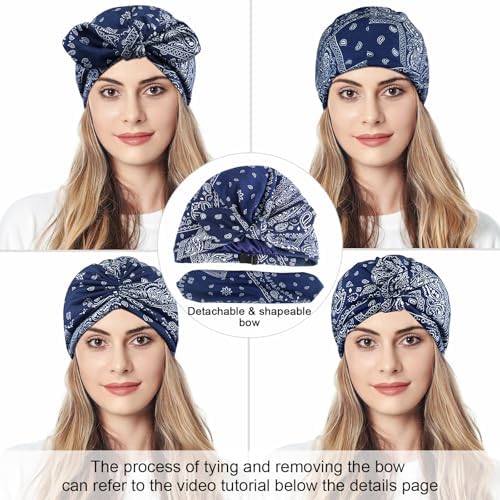 Ababalaya Satin Lined Beanies for Women Chemo Headwear Sleep Cap - Image 4
