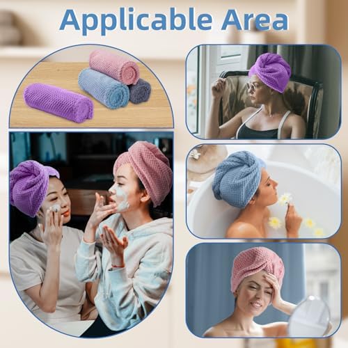 Amrules Hair Towel Wrap, 4 Packs Turbans for Wet Hair, 9.8" x 25.6" - Image 7