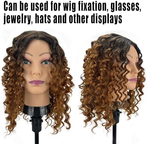 Bald Mannequin Head Stand Professional Cosmetology Wig Training Head for Wig Making and Display Hat Glasses Scarf Jewelry Model Head with Free Clamp - Image 4