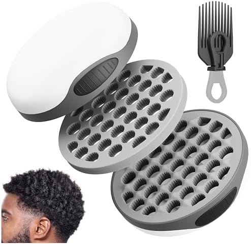WTTORDE Silicone Curl Brush with Pick Comb, Hair Twist Curling Comb for Afro Curls, Small Holes Curler for Men Women Boy Girl, Gray, 1 Piece by WTTORDE
