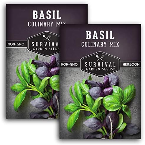 Basil Seeds Mix for Planting - Survival Garden Seeds (2 Pack) by SurvivalGardenSeeds