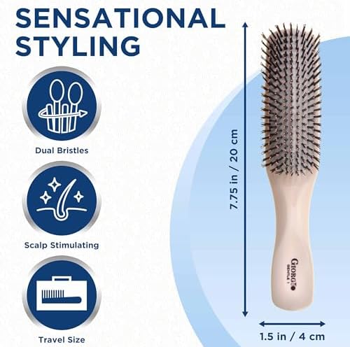 Giorgio Gentle Full Size Hair Brush – Ivory, 7.75 Inch, Men, Women & Kids, Detangler for Fine, Thick & Curly Hair, Scalp Massager, All Hair Types - Image 2